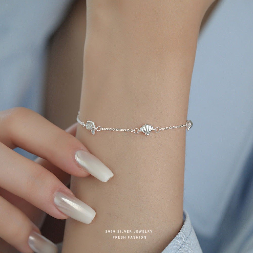C廠 韓國韓版海星蝴蝶結貝殼S999純銀手鍊 批發 折扣@洽客服 25.11.W1「L1164」