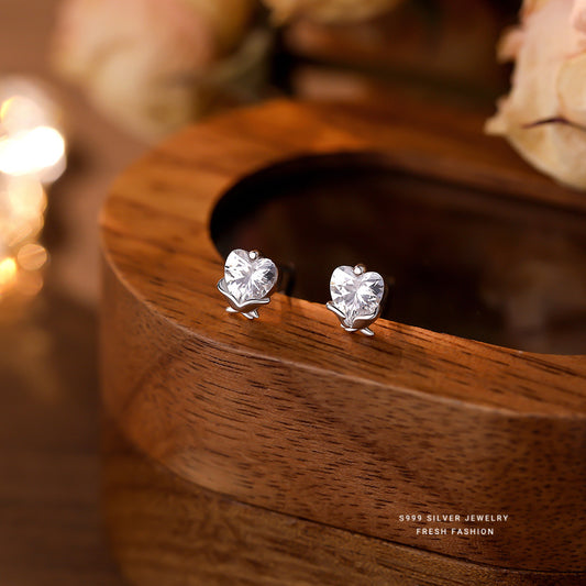 C廠 韓國韓版設計感玫瑰心S999純銀耳環 批發 折扣@洽客服 25.12.W4「E5940」