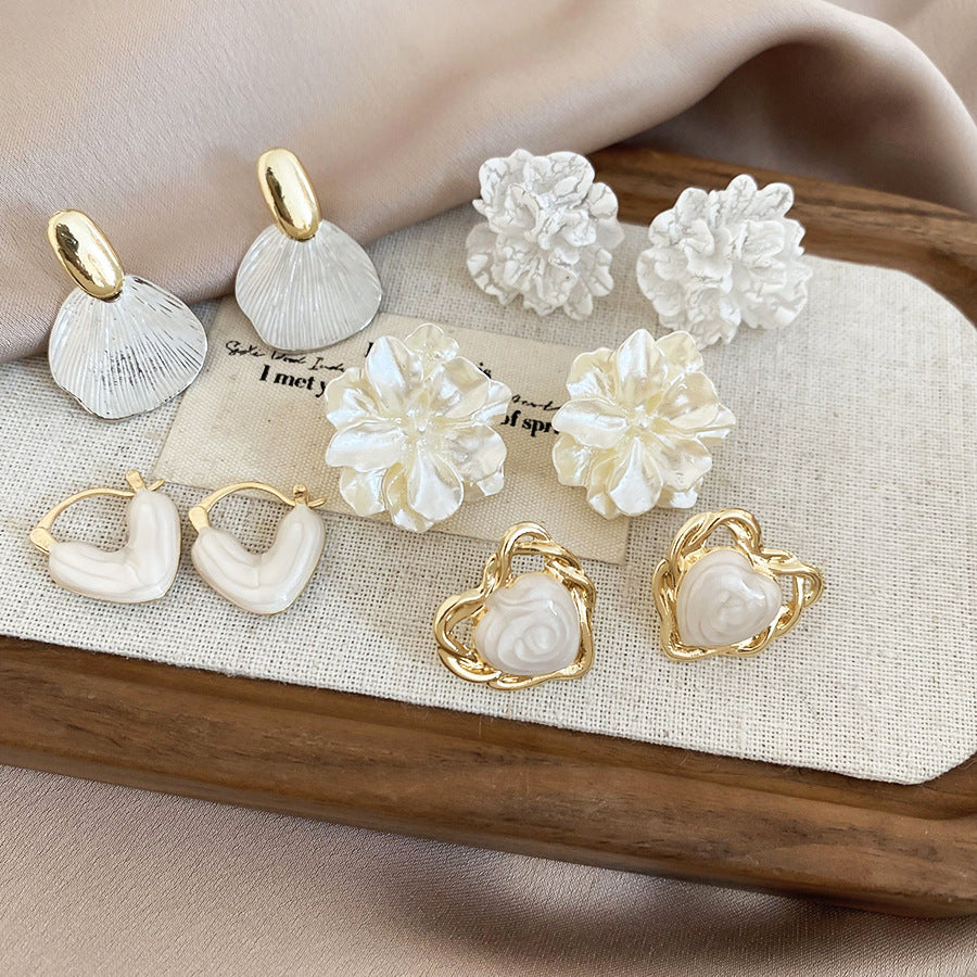 A2廠 鈦鋼｜【限量超值套組】滴油愛心花朵珍珠銀針耳環  批發 折扣@洽客服 26.01.W3「HE29804」