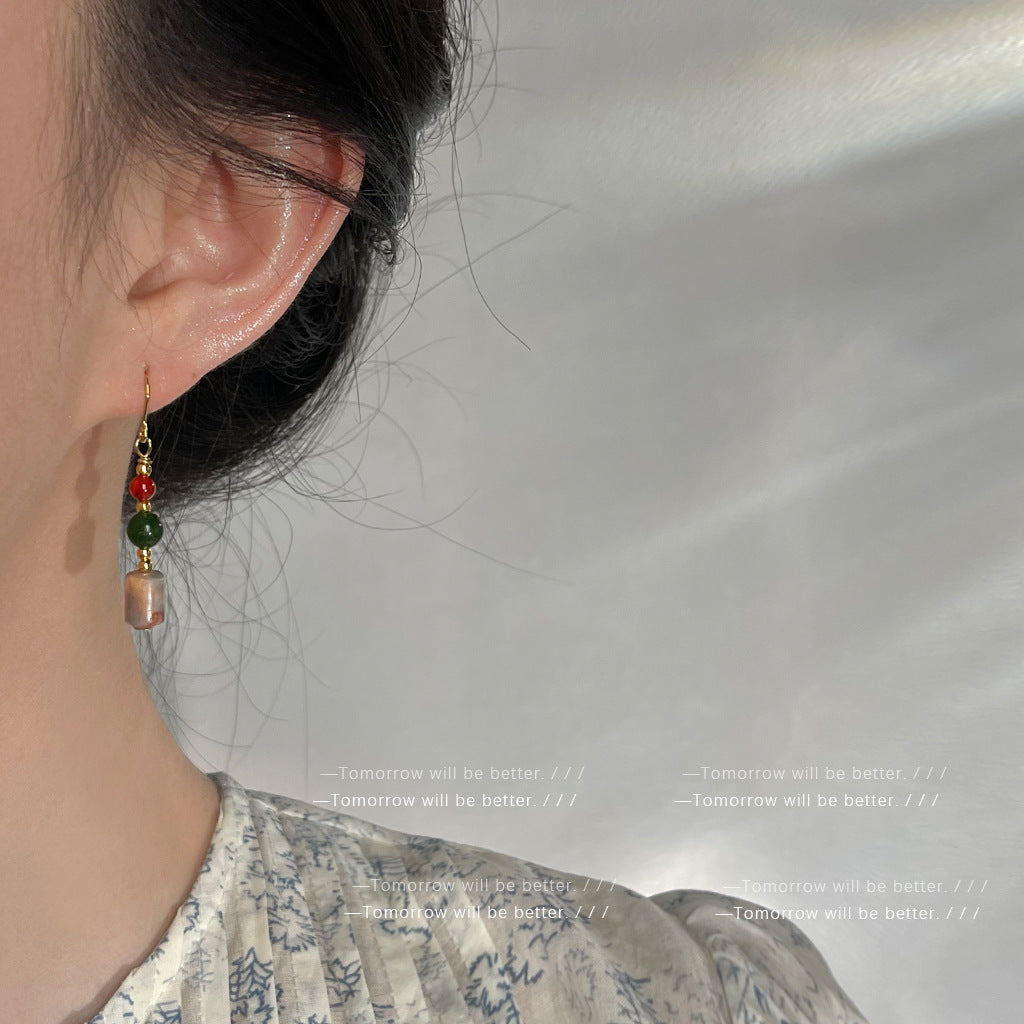 A廠 韓系款紅玉半開~手工款真瑪瑙銀針銀針耳環 批發 折扣@洽客服 25.12.W1「4051」