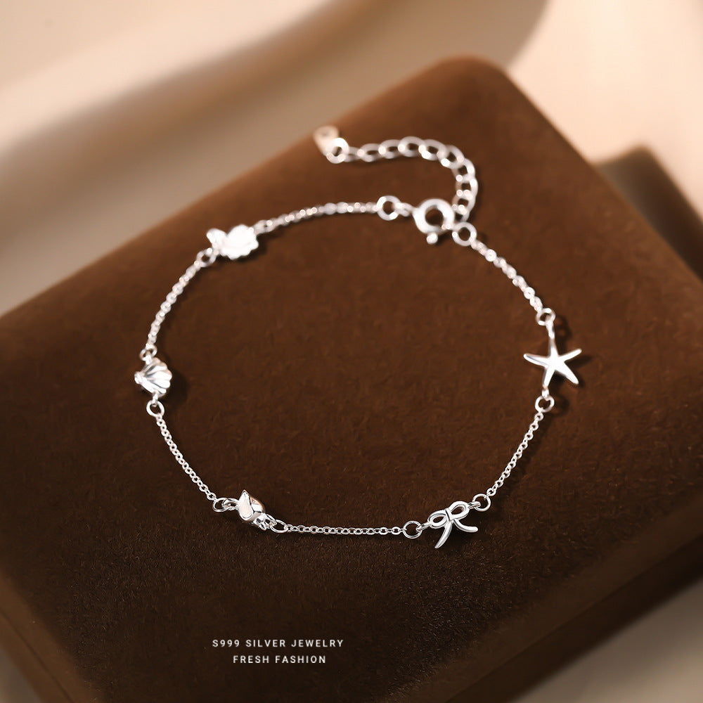 C廠 韓國韓版海星蝴蝶結貝殼S999純銀手鍊 批發 折扣@洽客服 25.11.W1「L1164」