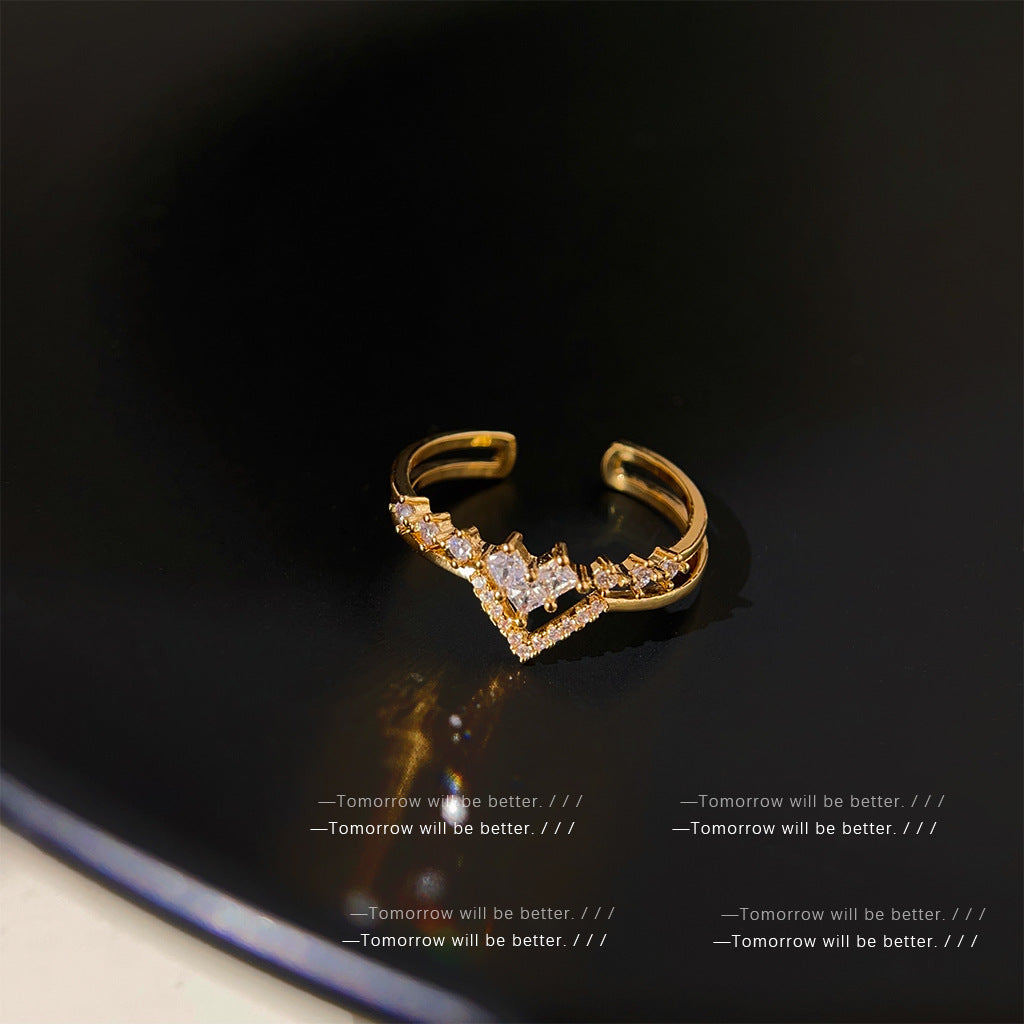 A廠 日韓款輕奢皇冠鋯石銅鍍18k金戒指 批發 折扣@洽客服 25.11.W4「2942」