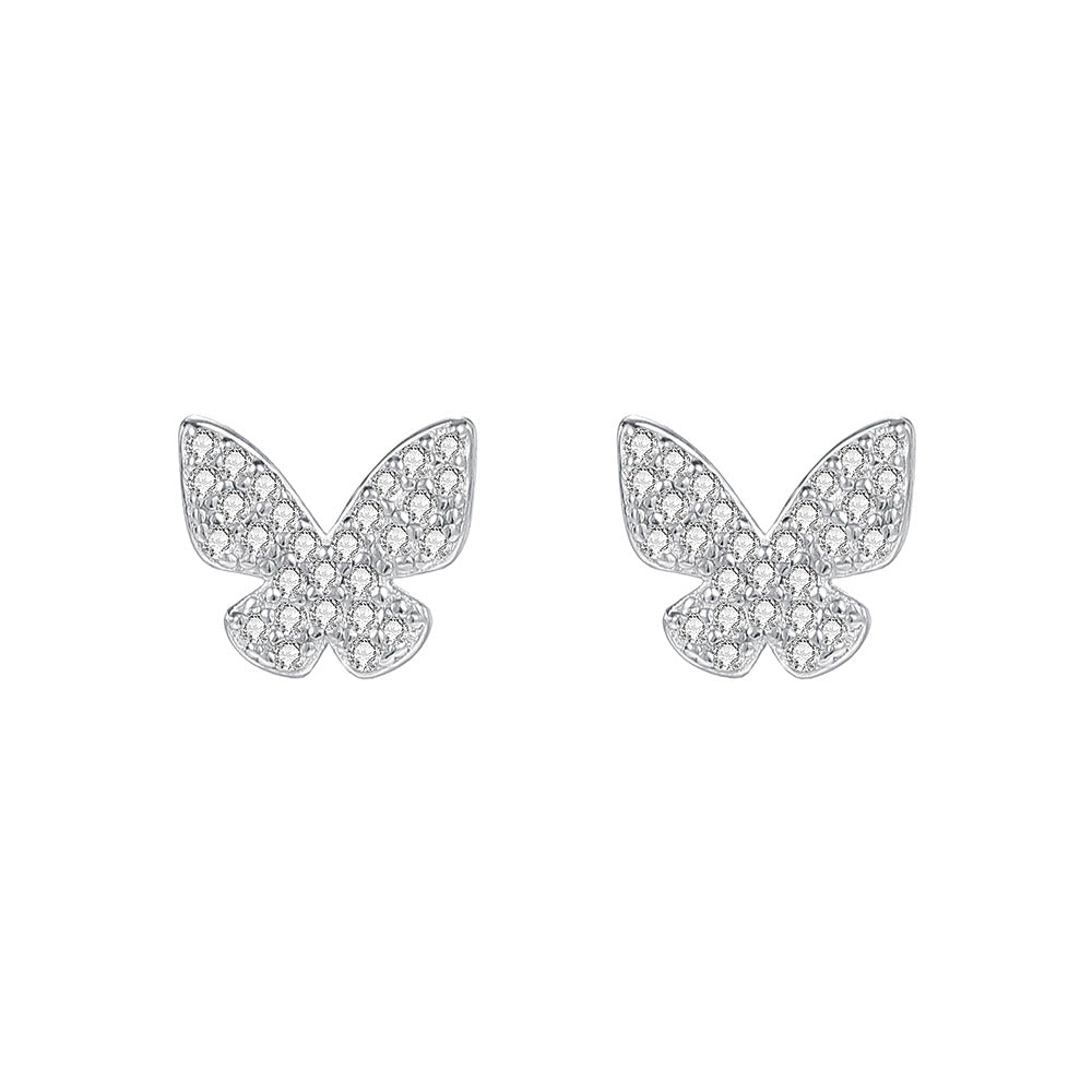 C廠 韓國韓版精緻滿鑲蝴蝶 S999純銀耳環 批發 折扣@洽客服 25.12. W2「E5873」
