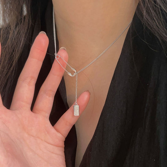 C3廠 韓版重工別針S925純銀項鍊 批發 折扣@洽客服 25/11.W4「xl075-1」