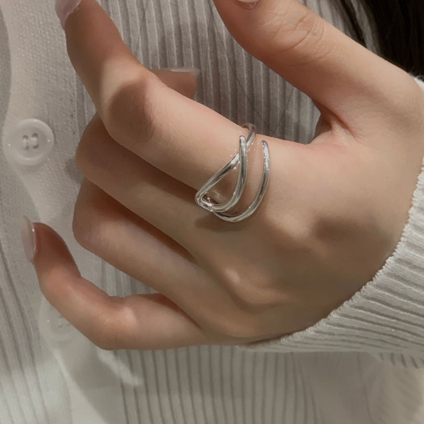 C2廠 韓國韓版多層線條S925純銀戒指 批發 折扣@洽客服 25.10.W5「SR1435」