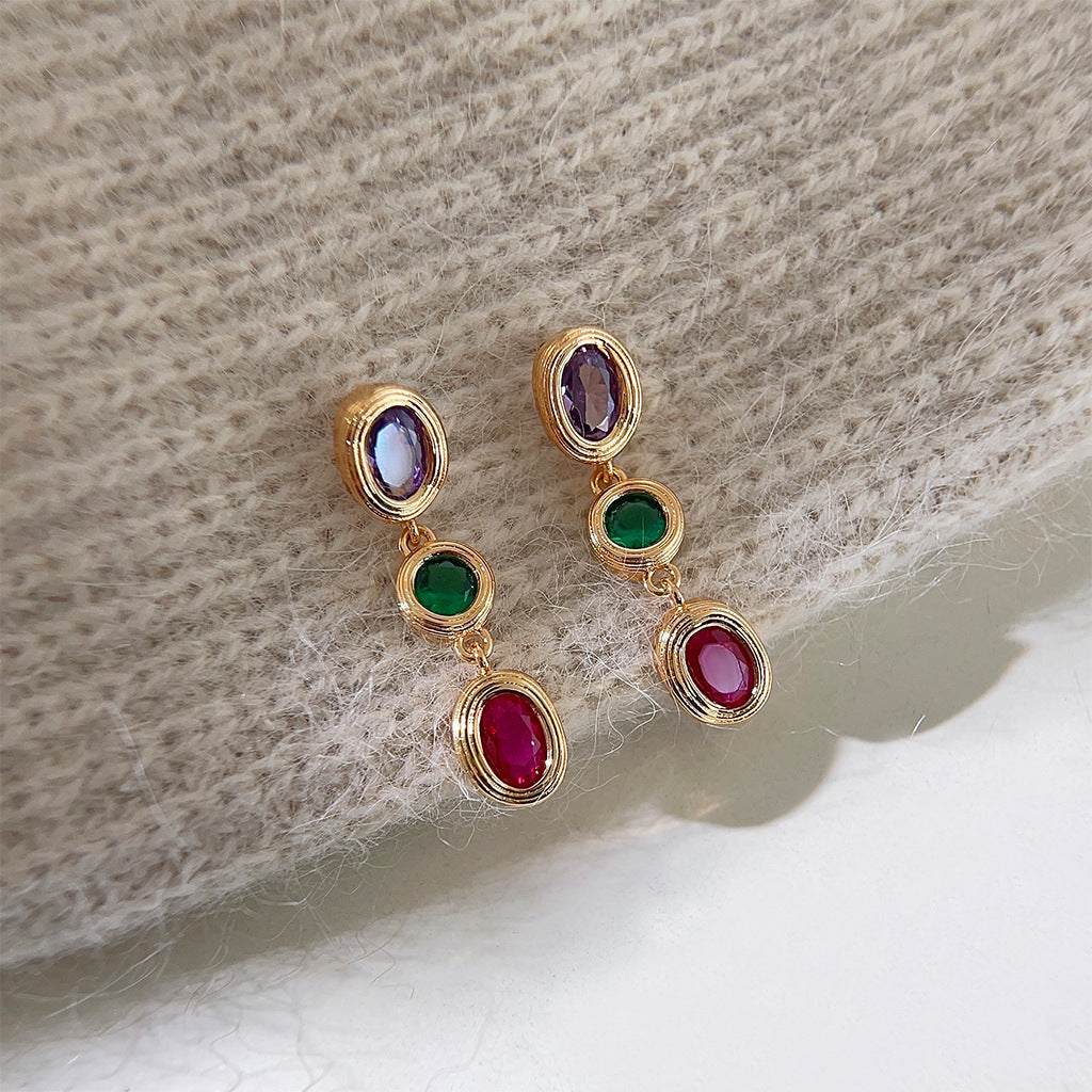 A廠 日韓款浪漫彩色鋯石銀針耳環 批發 折扣@洽客服 25.11.W4「3556」