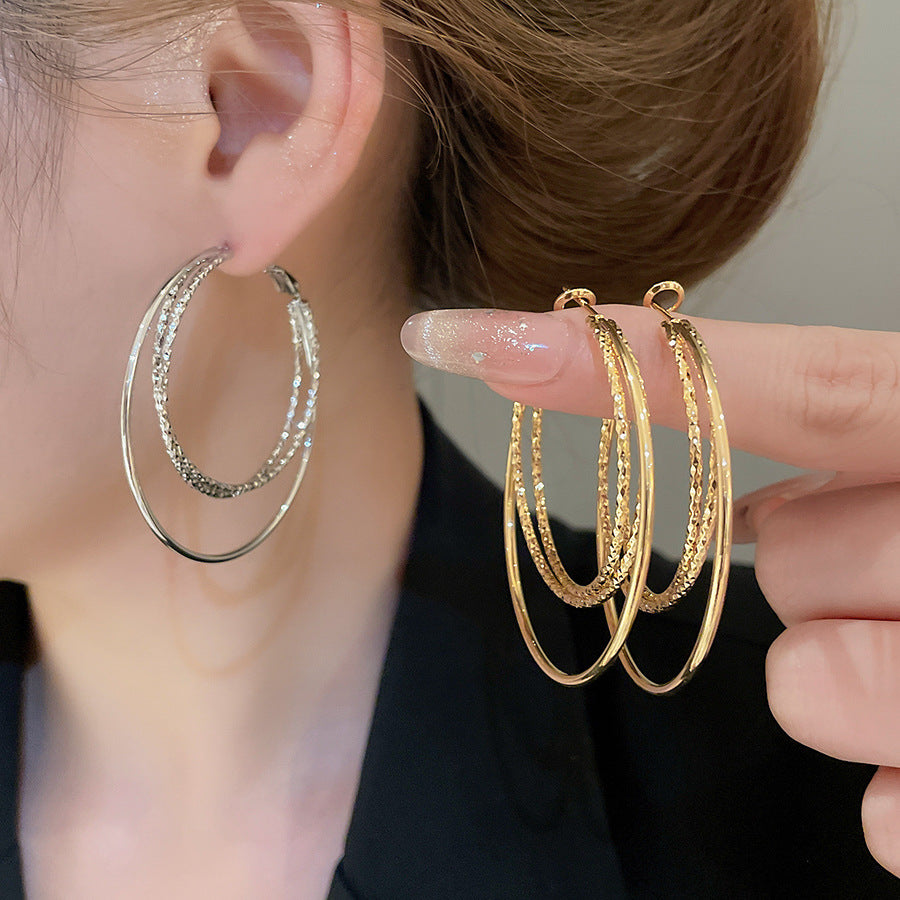 A2廠 韓國韓版圓形三層吊墜電鍍18k真金耳圈 批發 折扣@洽客服 25.10.W3「WE4634」