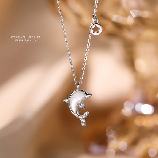 C廠 韓國韓版白貝海豚S999純銀項鍊 批發 折扣@洽客服 24.11.W2「A2666」