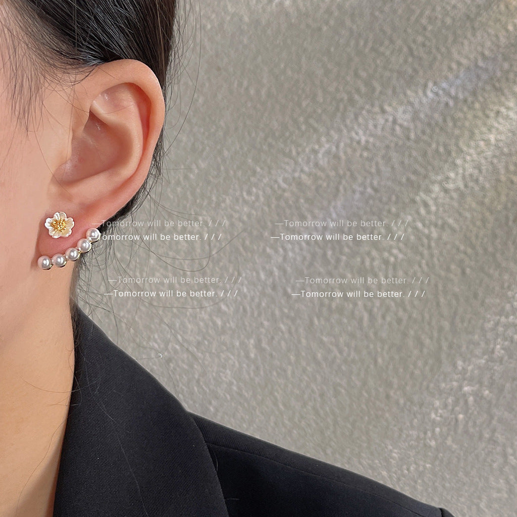 A廠 日韓一款兩戴珍珠花朵銀針耳環「574」24.06.W1