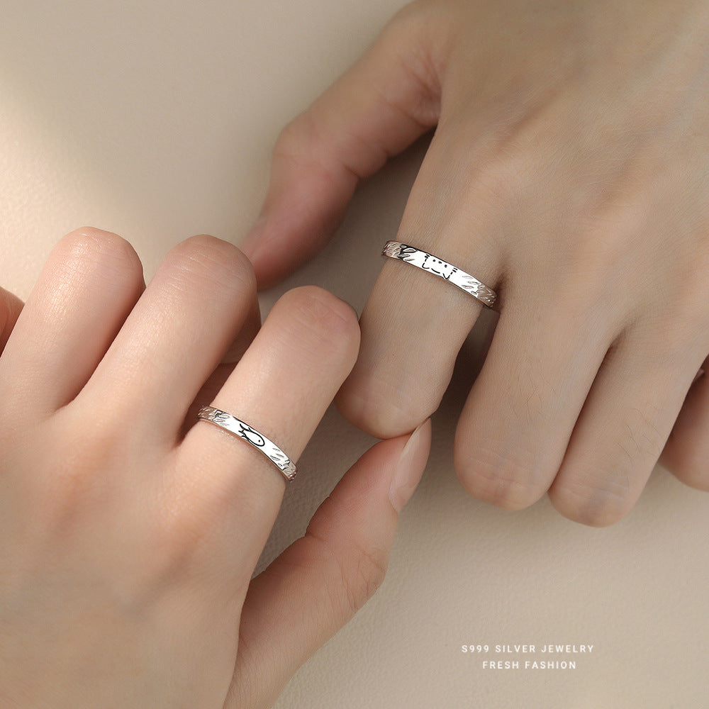 C廠 S999純銀｜韓國韓版貓與魚情侶對戒 批發 折扣@洽客服 26.01.W3「K2475 K2476」