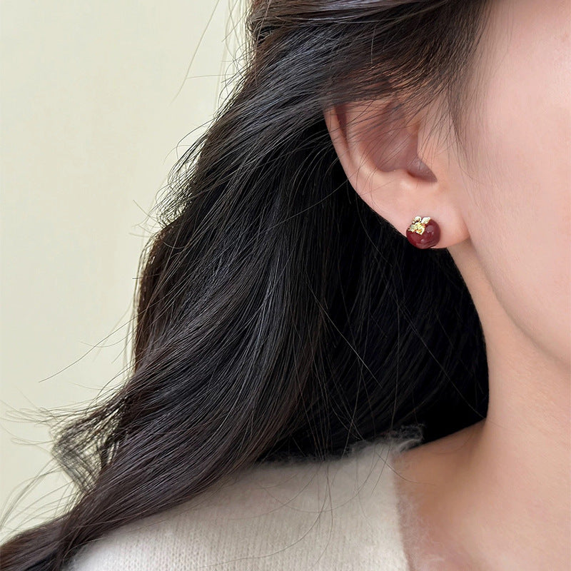 A2廠 韓國韓版聖誕節滴油蘋果銀針耳環 批發 折扣@洽客服 25.12.W1「HE29443」