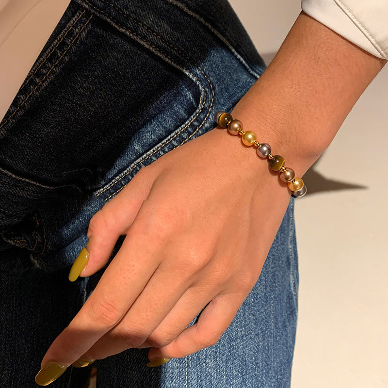 A2廠 韓國韓版復古虎眼石珍珠串珠磁吸手鍊 批發 折扣@洽客服 25.11.W3「HB4768」