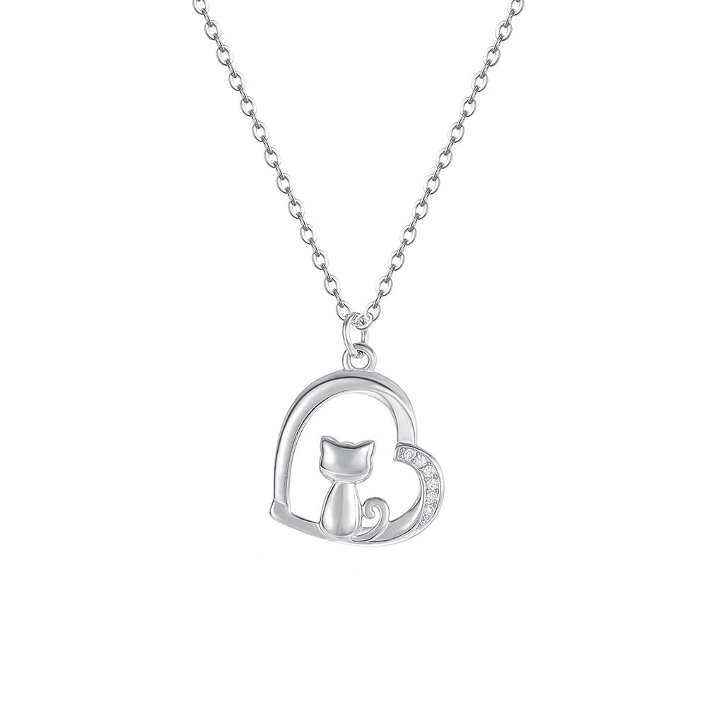 C廠 韓國韓版鏤空愛心小貓S925純銀項鍊 批發 折扣@洽客服 25.12.W3「YA0553」