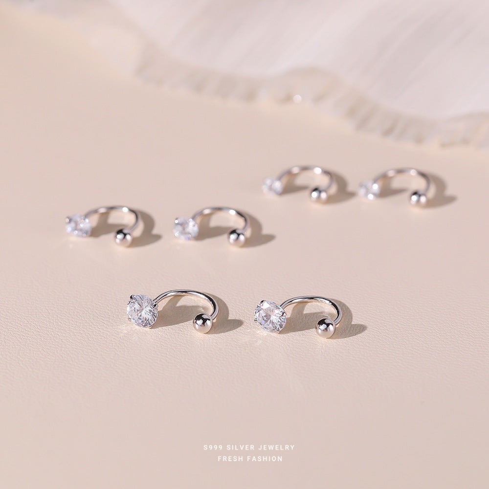 C廠 韓國韓版超閃四爪鋯石s999純銀耳環批發 折扣@洽客服 26.03.W3「E4550」