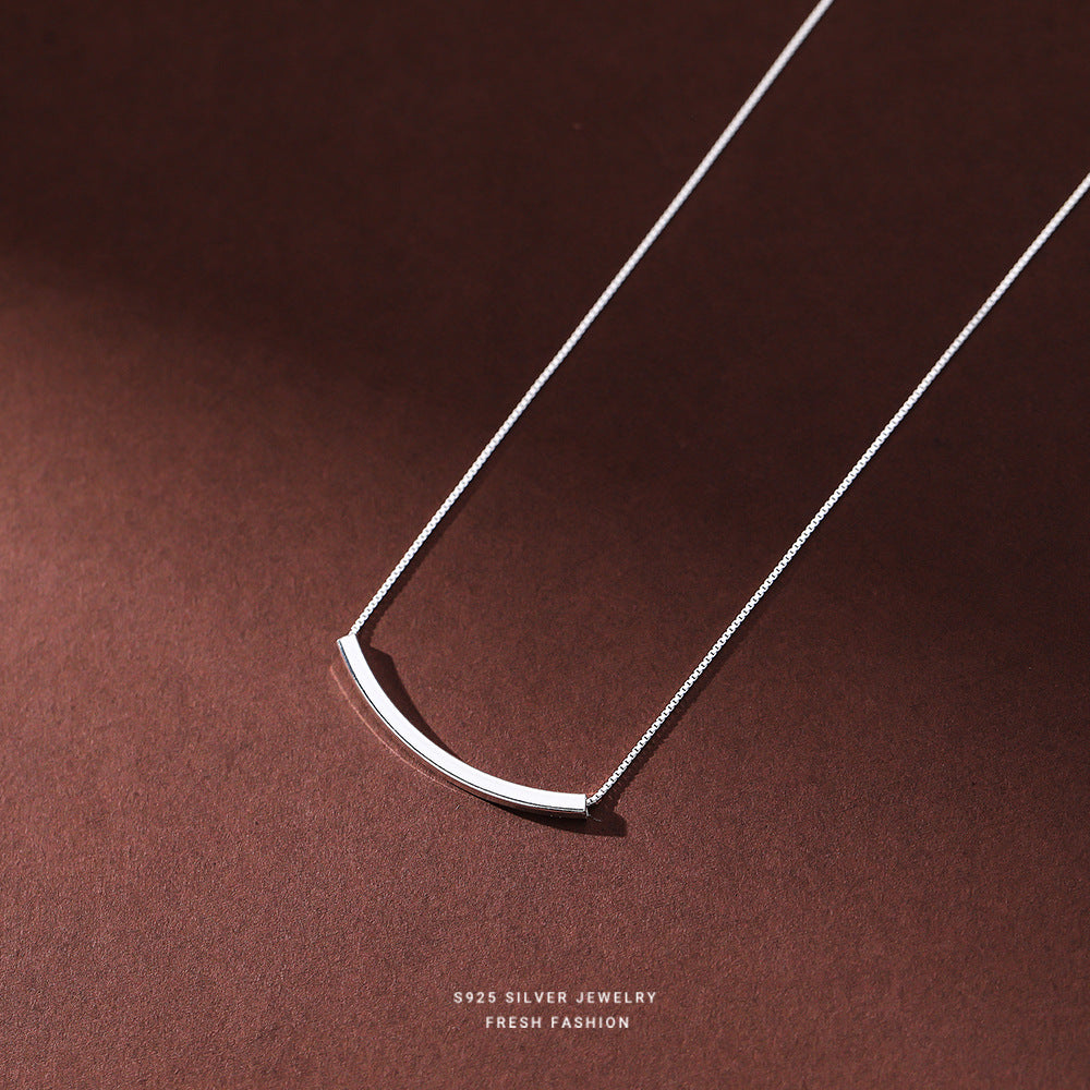 C廠 韓國韓版方形管微笑S925純銀項鍊女批發 折扣@洽客服 26.03.W2「A2438」