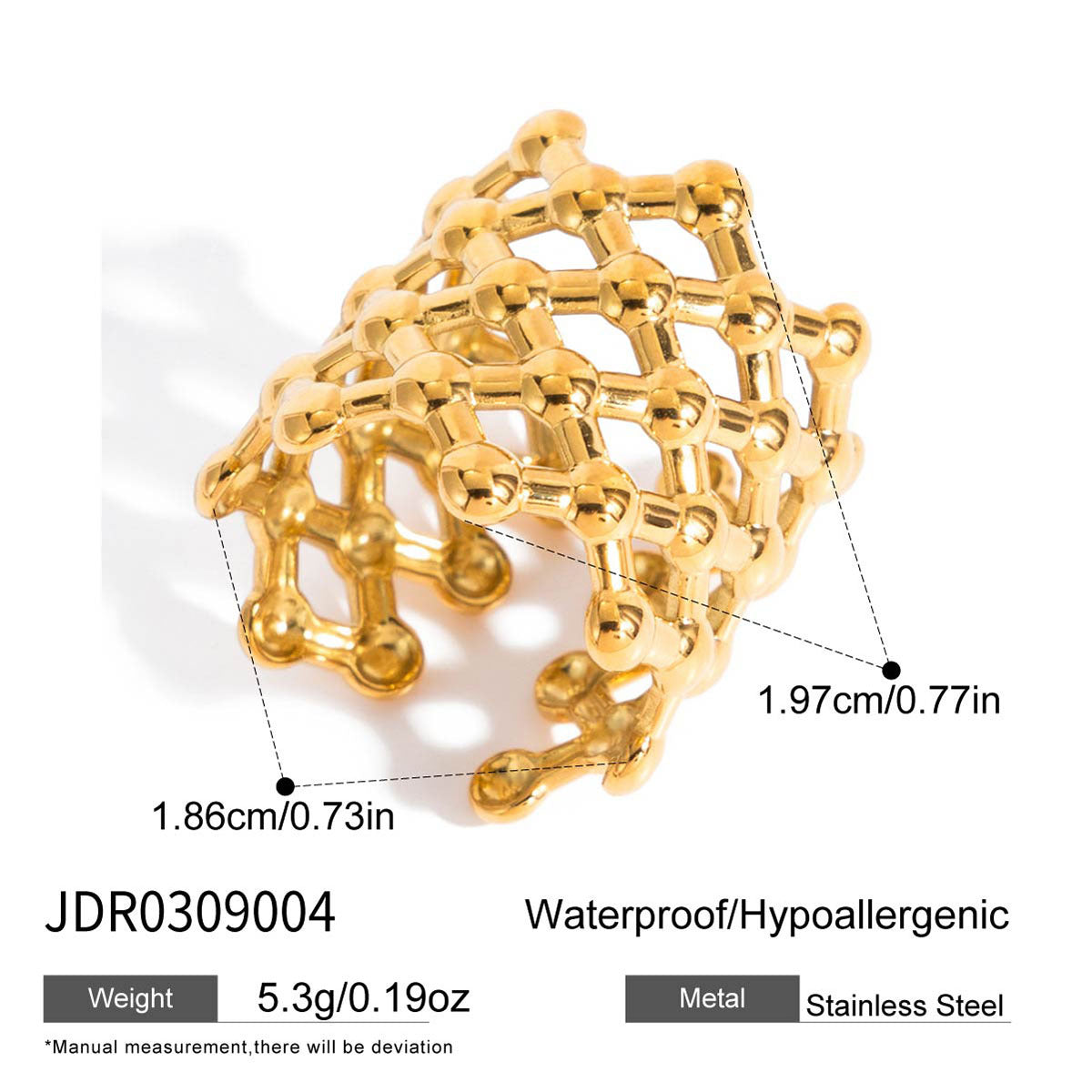 B廠 歐美款 EMMA 鏤空開口鈦鋼鍍18K金戒指 批發 折扣@洽客服 25.12.W1「JDR0309004」