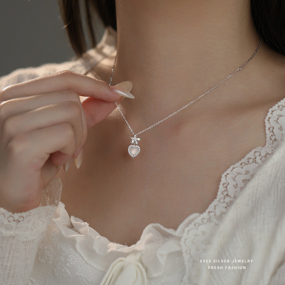 C廠 韓國韓版白玉髓花朵愛心S925純銀項鍊 批發 折扣@洽客服 25.12.W1「A4696」