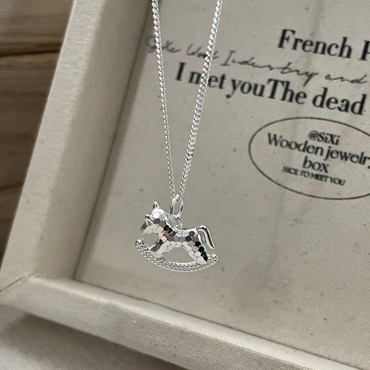 C2廠 韓國韓版復古小木馬S925純銀項鍊 批發 折扣@洽客服 25.11.W1「SN3517」