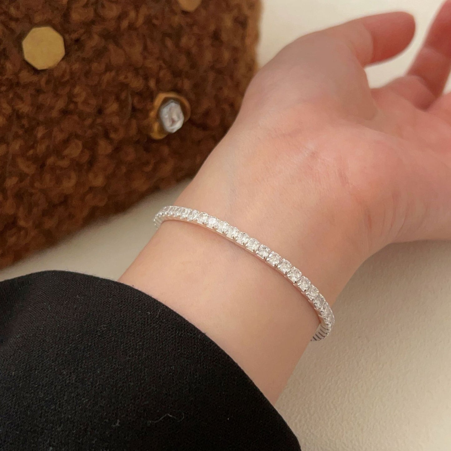 C3廠 韓國韓版閃閃動人滿鑽S925純銀手鍊 批發 折扣@洽客服 25.11.W1「HSL105」