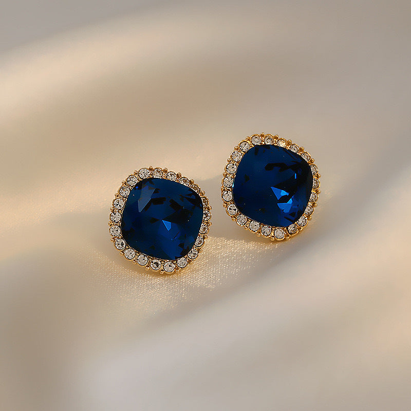 A2廠 韓國韓版復古鑲鑽水晶幾何銀針耳環 批發 折扣@洽客服 25.11.W1「HE5714」