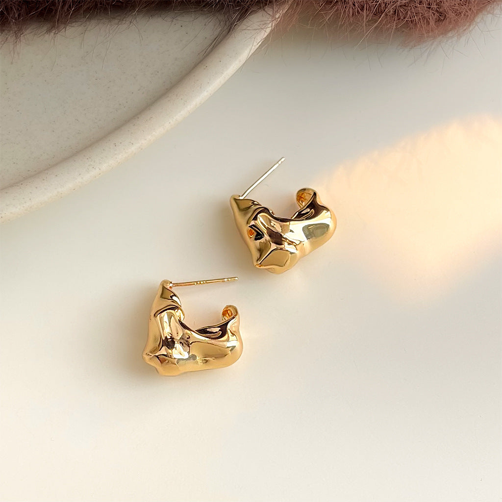 A廠 日韓款 液態不規則肌理銀針耳環 批發 折扣@洽客服 25.10.W5「2293」