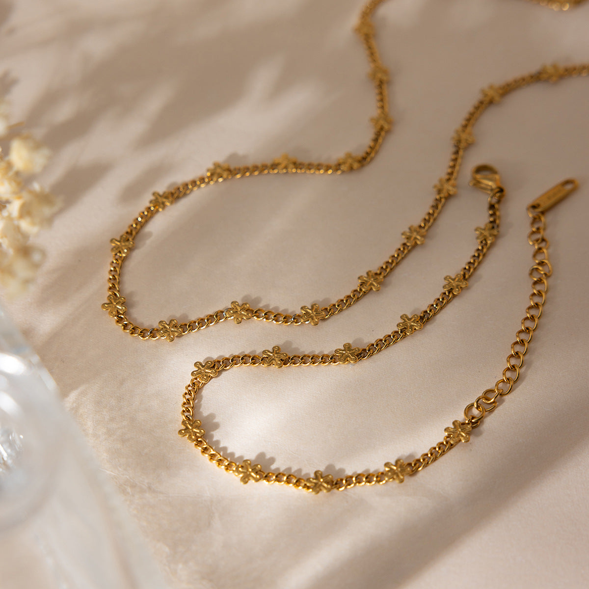 B廠 歐美款 花朵鈦鋼鍍18K金項鍊&手錬 批發 折扣@洽客服 26.02.W3「JDN0212203  JDB0212200」