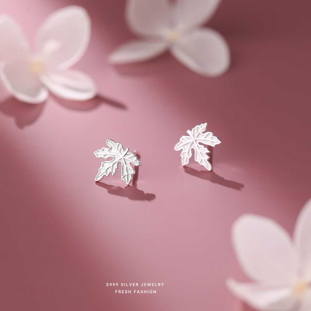 C廠 韓國韓版個性楓葉S999純銀耳環 批發 折扣@洽客服 25.11.26「F6483」