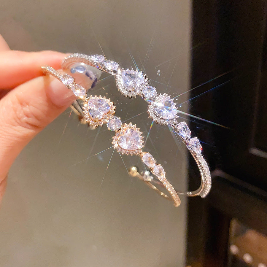 A2廠 韓國韓版鋯石心形幾何圓形開口手鐲 批發 折扣@洽客服 25.10.W5「HB3788」