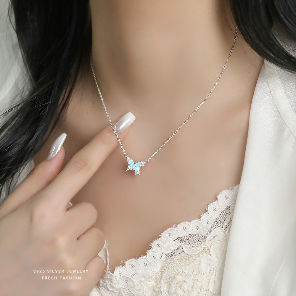 C廠 韓國韓版個性夜光蝴蝶吊墜S925純銀項鍊 批發 折扣@洽客服 25.10.W5「A4473」