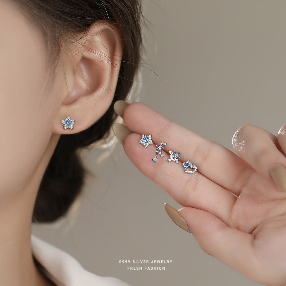 C廠 韓國韓版淺藍五芒星S999純銀耳環 批發 折扣@洽客服 25.12.W3「E5867 E5868 E5869 E5870」