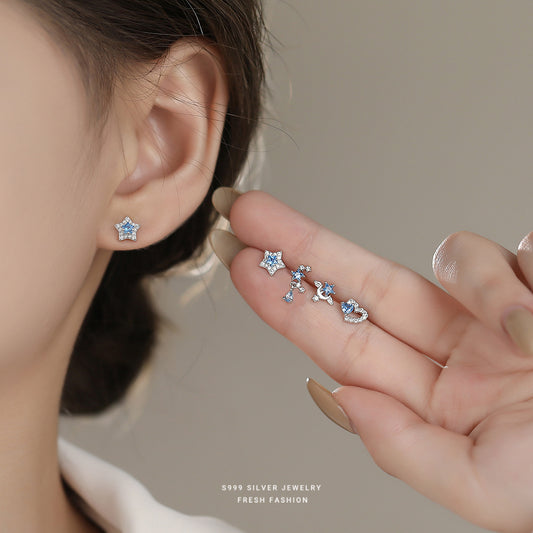 C廠 韓國韓版淺藍五芒星S999純銀耳環 批發 折扣@洽客服 25.12.W3「E5867 E5868 E5869 E5870」