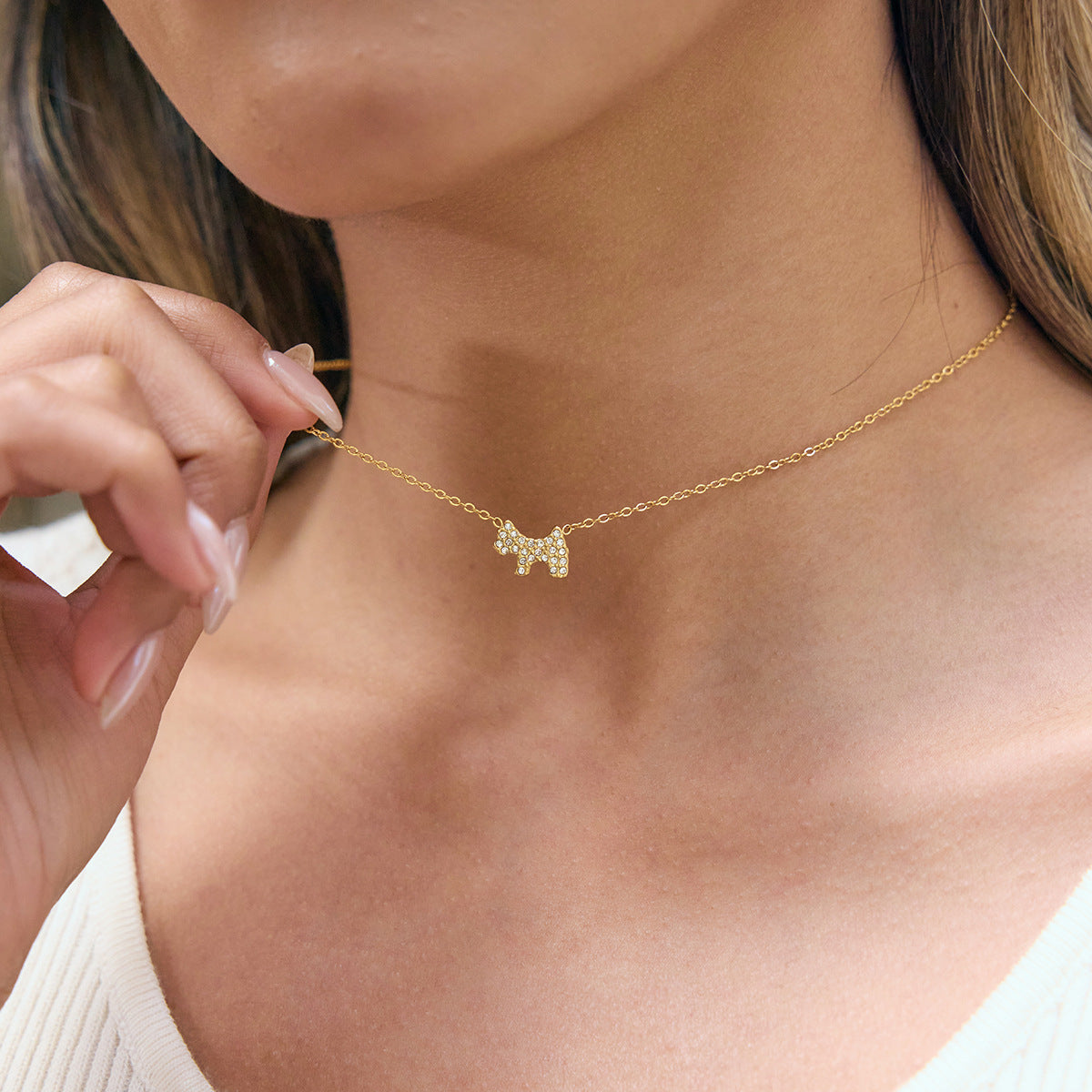 B廠 歐美款DARLINE 小狗 鈦鋼鍍18K金項鍊 批發 折扣@洽客服 25.12.W3「JDN0209035」