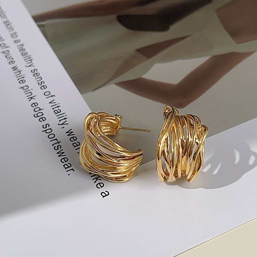 A廠 銅｜韓系款氣質纏繞C型銀針耳環 批發 折扣@洽客服 26.02.W3「2879」