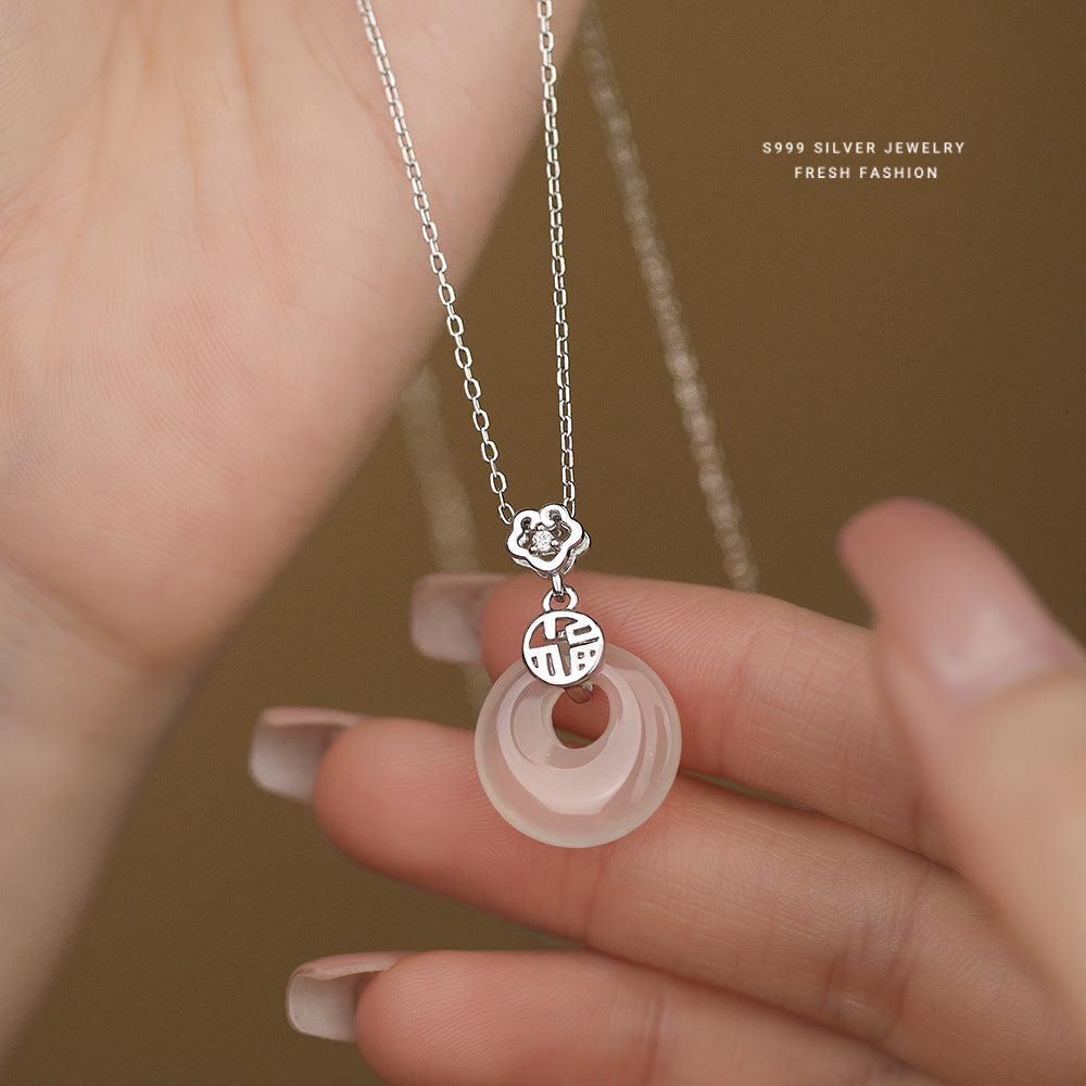 C廠 韓國韓版福字白玉髓平安扣S999純銀項鍊 批發 折扣@洽客服 25.11.26「F6473」