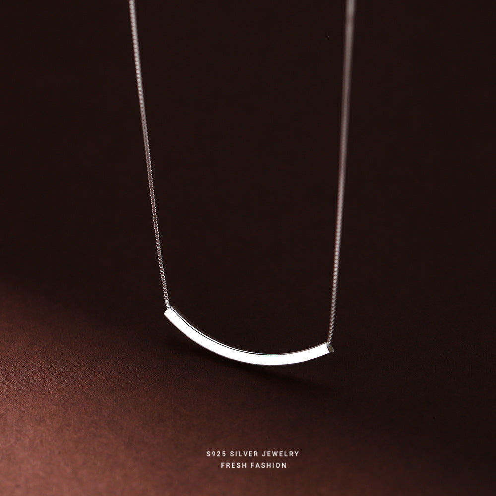 C廠 韓國韓版方形管微笑S925純銀項鍊女批發 折扣@洽客服 26.03.W2「A2438」