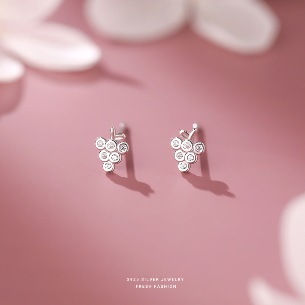 C廠 韓國韓版微鑲葡萄S925純銀耳環 批發 折扣@洽客服 25.12.W1「E5842」