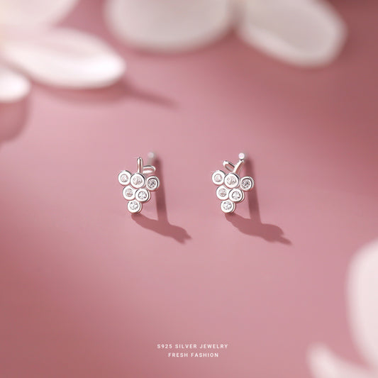 C廠 韓國韓版微鑲葡萄S925純銀耳環 批發 折扣@洽客服 25.12.W1「E5842」