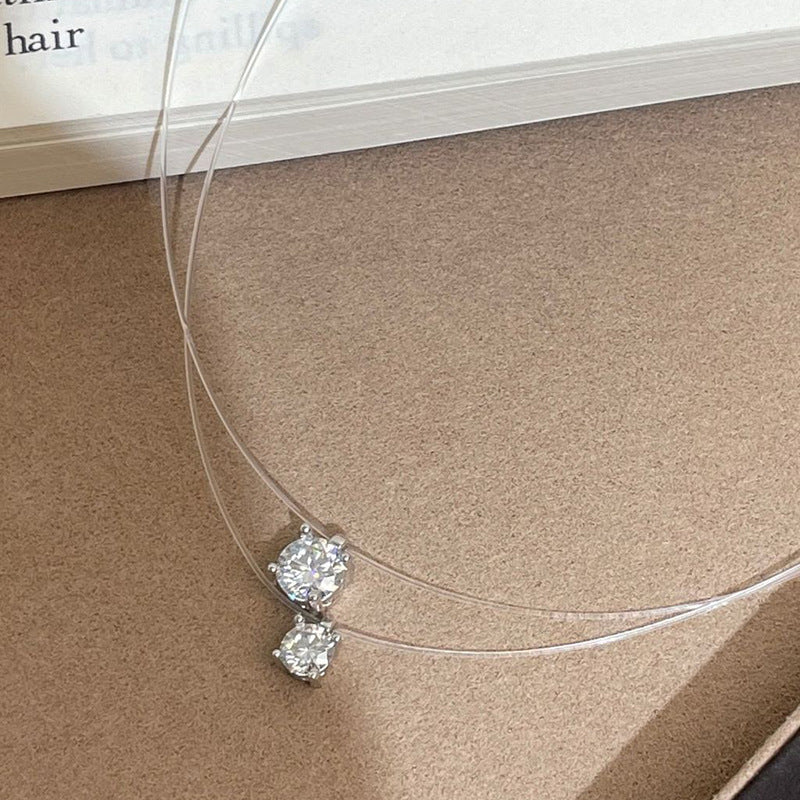 C2廠 韓國韓版璀璨莫桑石透明魚線S925純銀項鍊 批發 折扣@洽客服 25.11.W1「XDQ0454N」