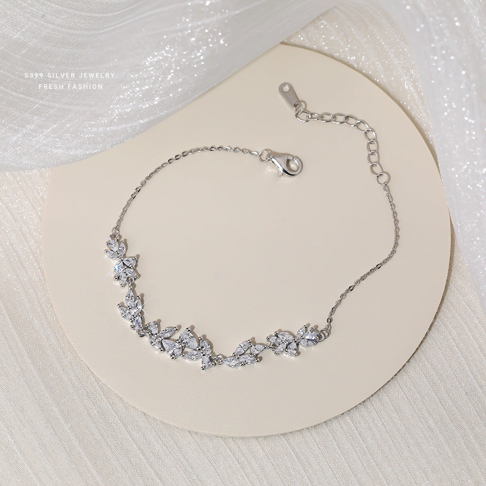 C廠 韓國韓版小清新鋯石紫藤花S999純銀手鍊 批發 折扣@洽客服 24.11.W2「L1140」