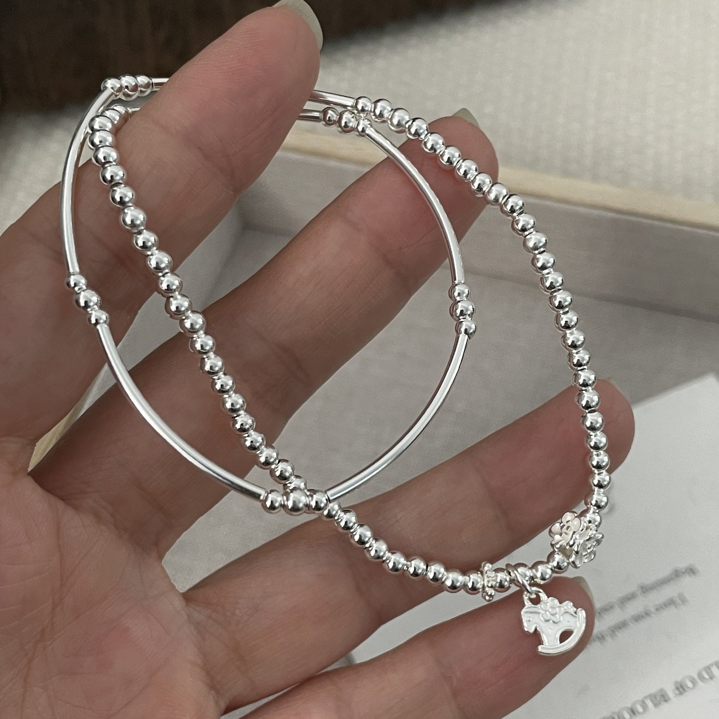 C2廠 韓國韓版馬上有花雙層S925純銀手鍊 批發 折扣@洽客服 26.01.W1「XSB4101」