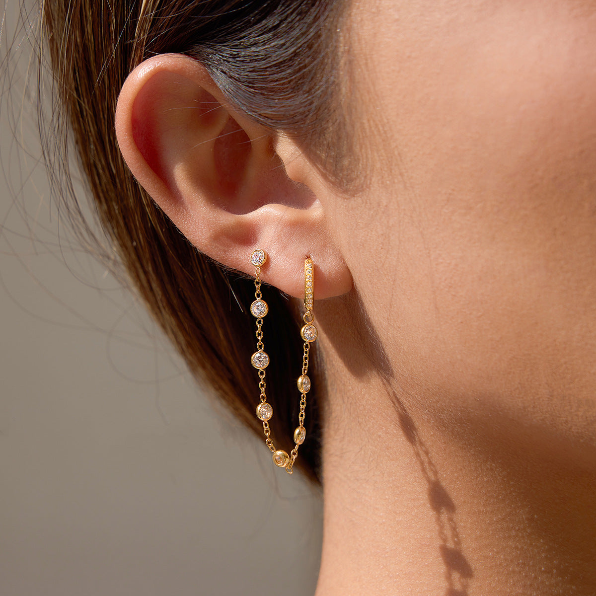 B廠 歐美款彩色鋯石流蘇鈦鋼鍍1錬8K金耳環批發 折扣@洽客服 26.03.W2「JDE0312201-CR JDE0312201-WT 」