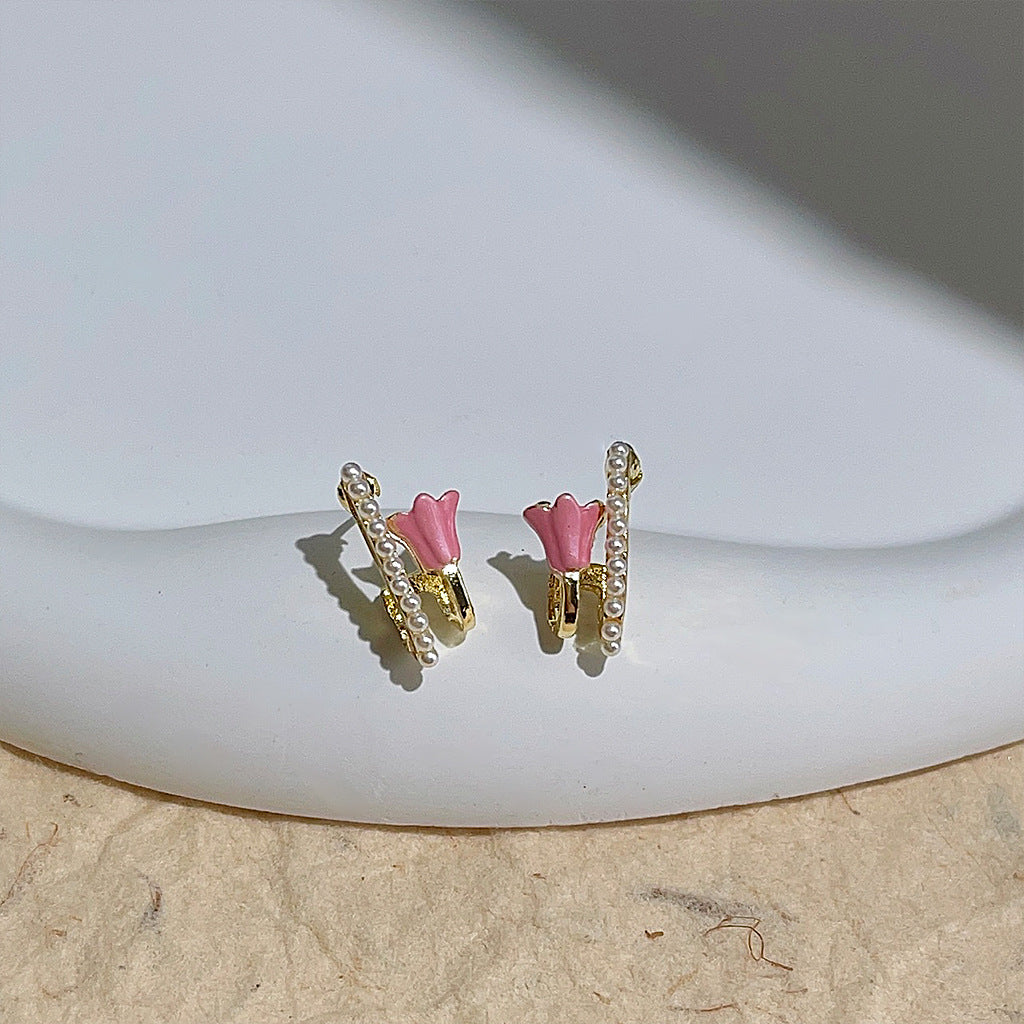 A廠 日韓款 立體感鬱金香花朵銀針耳環 批發 折扣@洽客服 25.10.W5「A244」