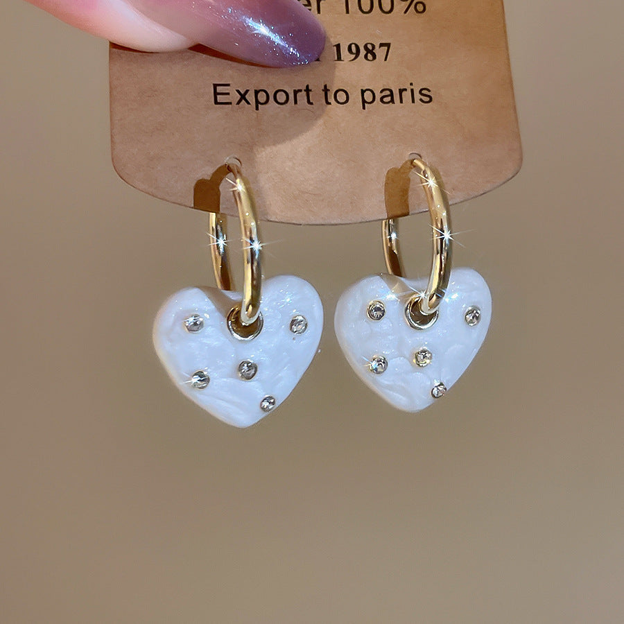 A2廠 韓國韓版鑲鑽滴油愛心吊墜銀針耳環 批發 折扣@洽客服 25.11.W1「WE4893」