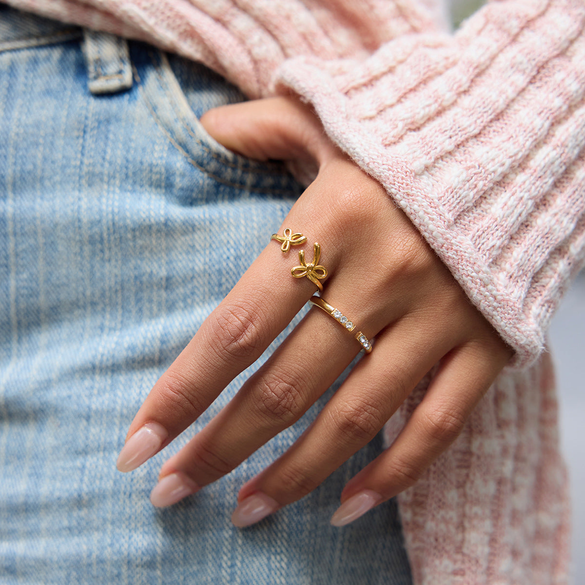 B廠 歐美款EMMA 開口鈦鋼電鍍18K金鈦鋼鍍18K金戒指 批發 折扣@洽客服 25.12.W3「JDR0210003」