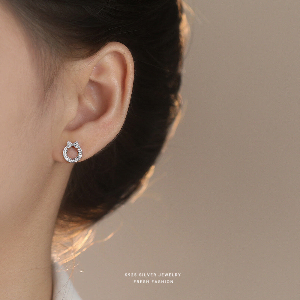 C廠 韓國韓版滿天星蝴蝶結圈S925純銀耳環 批發 折扣@洽客服 25.12.W1「E5824」