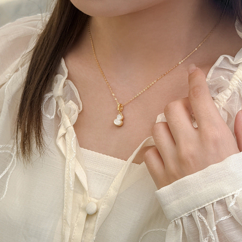 C廠 925純銀｜韓國韓版雙面葫蘆貝母項鍊 26.02.W1「A4914」