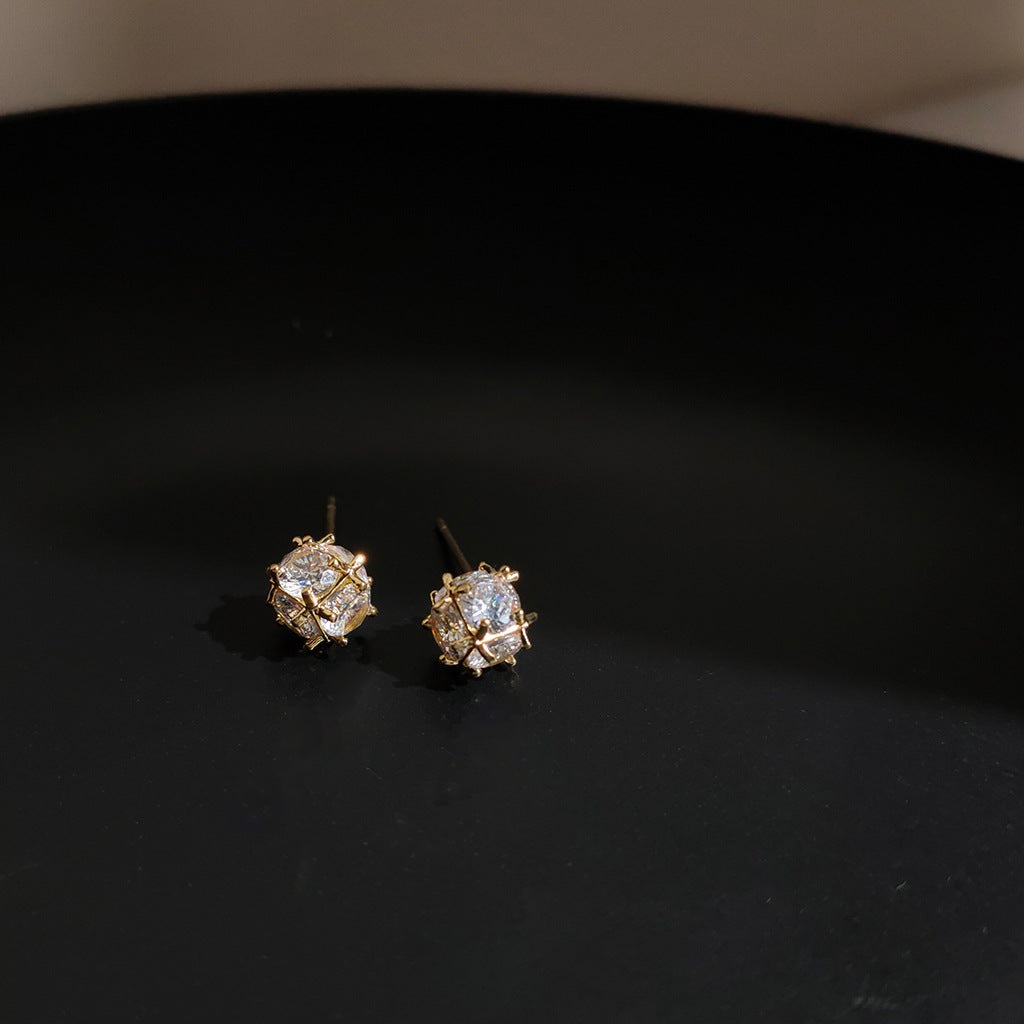 A廠 韓系幾何立體多面鋯石環保銅銀針耳環批發 折扣@洽客服 26.03.10「B-632」