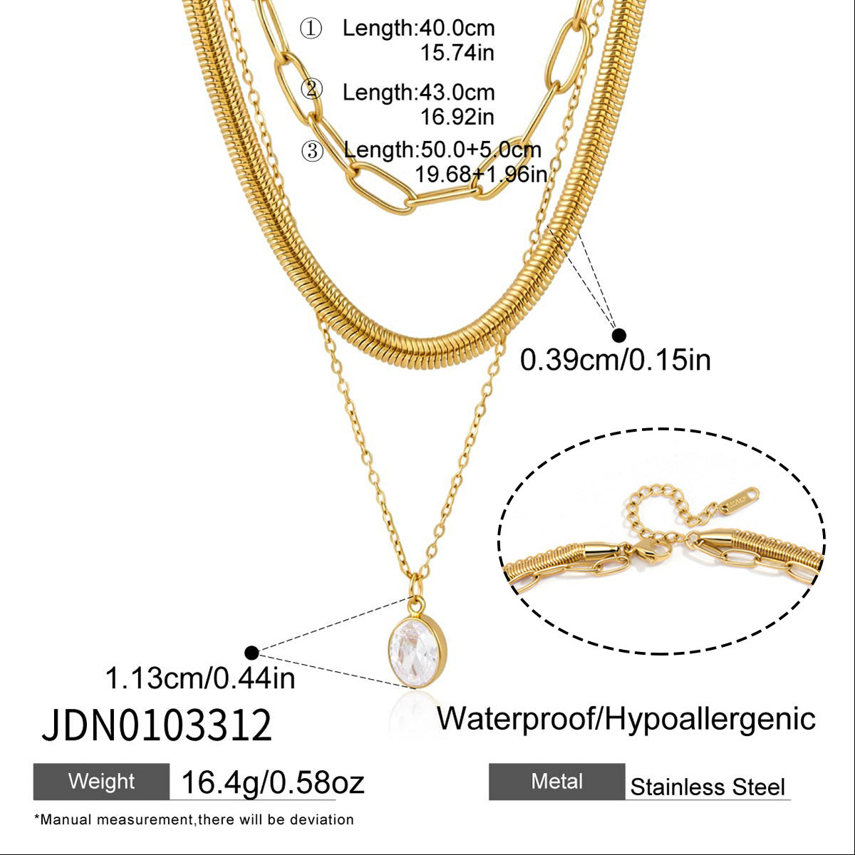 B廠 歐美款  SOPHIE 鈦鋼鍍18K金項鍊26.06.W4「JDN0103312」