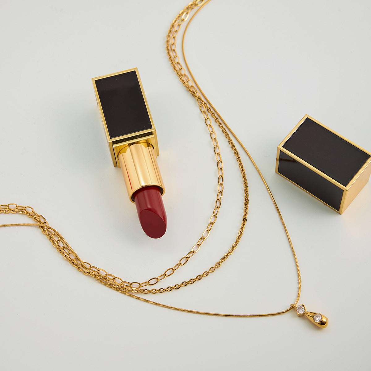 B廠 歐美款 SCARLETT 鈦鋼鍍18K金 3層項鍊 批發 折扣@洽客服 25.11.W2「JDN0307044」