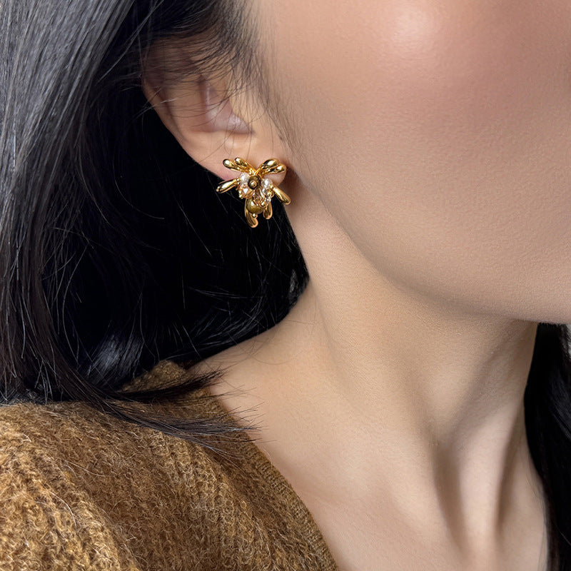 A2廠 韓國韓版虎眼石煙火 電鍍18K真金銀針耳環 批發 折扣@洽客服 25.11.W2「WE5062」